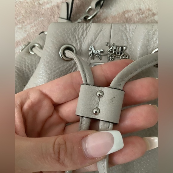 Vintage Y2K 2011 COACH Madison F1120-17016 Leather Drawstring Grey Bag LIKE NEW - Picture 6 of 16